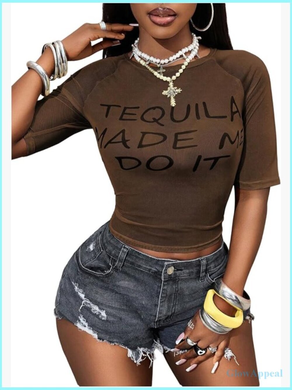 Sheer Mesh Letter Graphic Crop Top Y2K Vintage Summer Going Out Tee